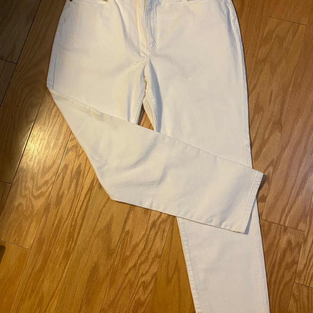 New EILEEN FISHER Mid-Rise 5-Pocket Organic Skinny Jeans - White 14